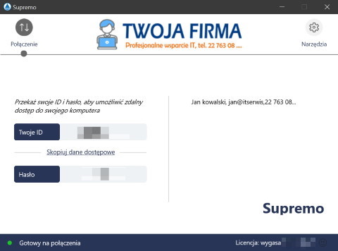 Uruchamianie własnego klienta Supremo